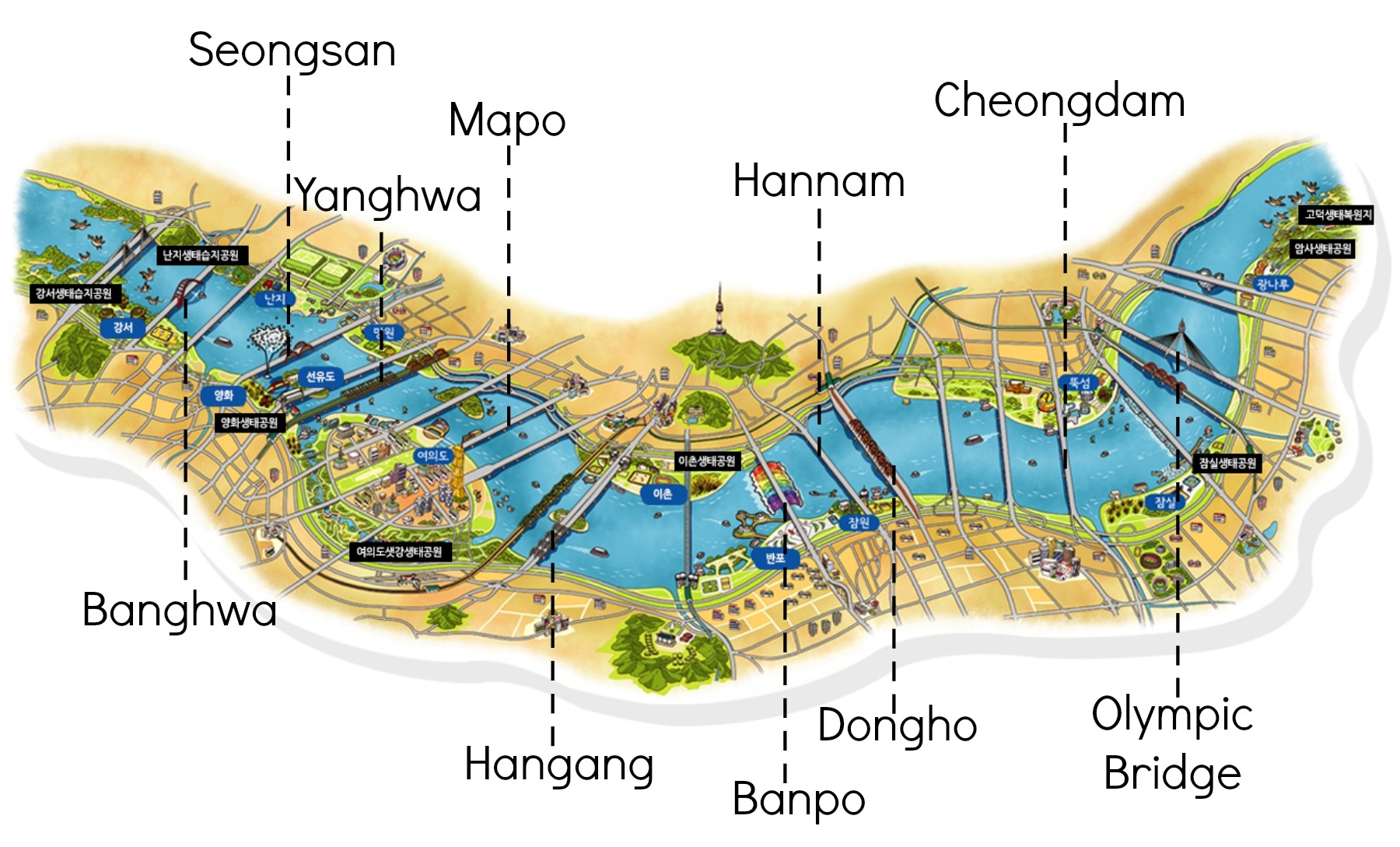 Han River English Bridge Map