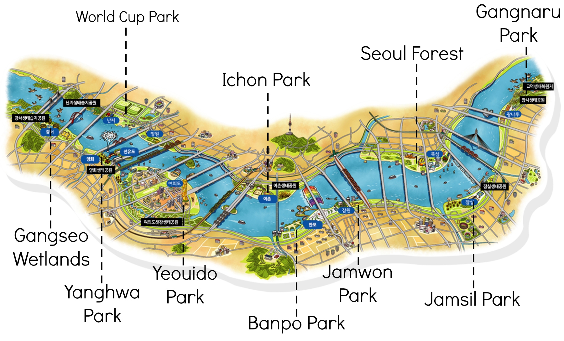Han River Parks English Map